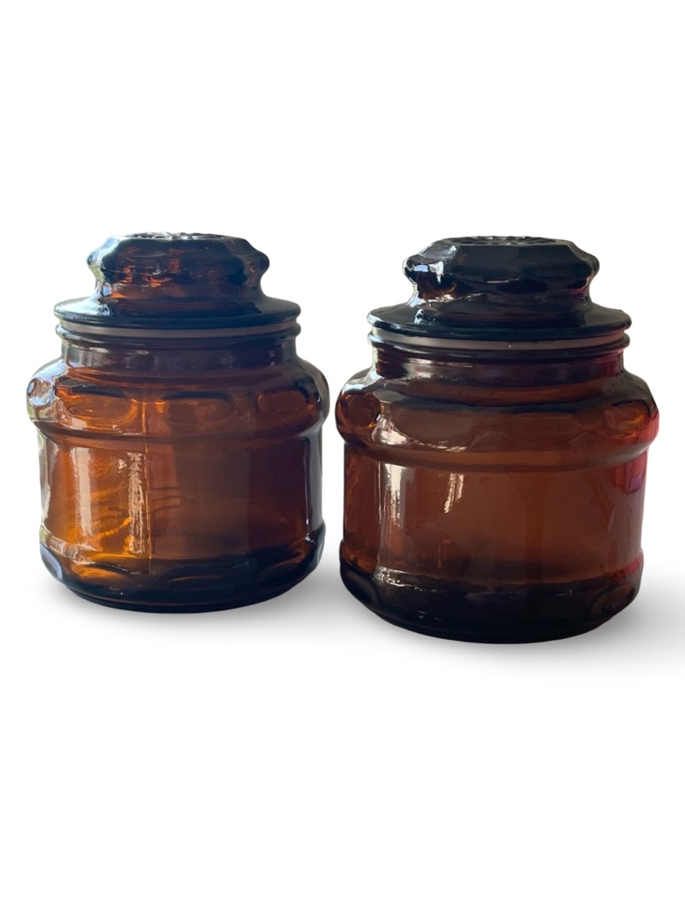 Vintage Dark Amber Glass Apothecary Canister Jars
